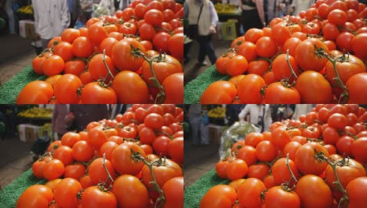 市场摊位上的西红柿高清在线视频素材下载