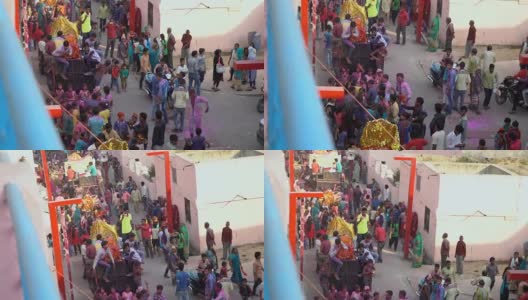 身份不明的人们在印度阿格拉庆祝阿格拉胡里节高清在线视频素材下载