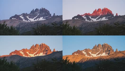 Cerro Castillo山的日出时间高清在线视频素材下载