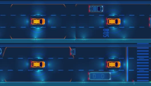 自动智能汽车在夜间城市道路上行驶。高清在线视频素材下载