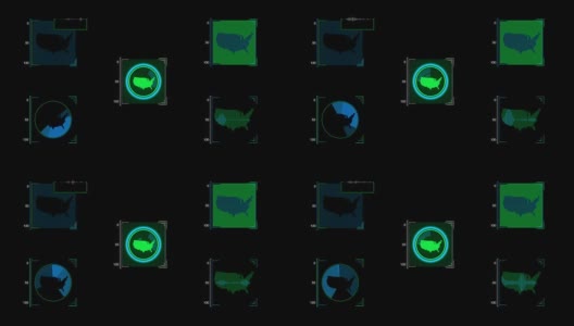 未来HUD运动图形与美国地图高清在线视频素材下载