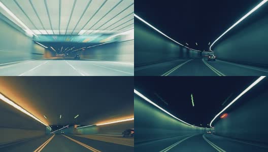 在高速公路上的一个隧道里，汽车行车记录仪的时间流逝高清在线视频素材下载