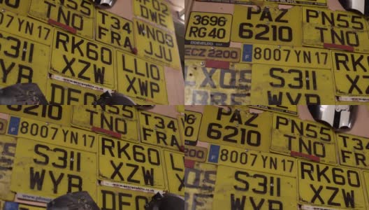 墙上的摩托车牌照黄色号码全高清高清在线视频素材下载