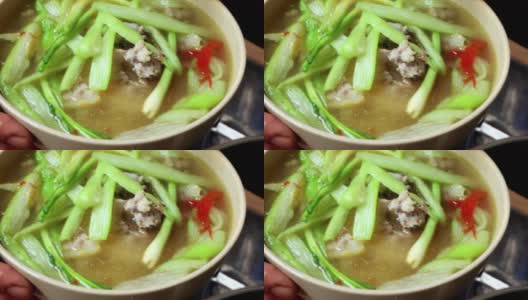 POV的越南面条碗包子Ca面条与汤高清在线视频素材下载