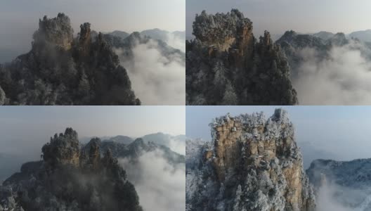Snow at tianzi mountain, zhangjiajie,Hunan,China高清在线视频素材下载
