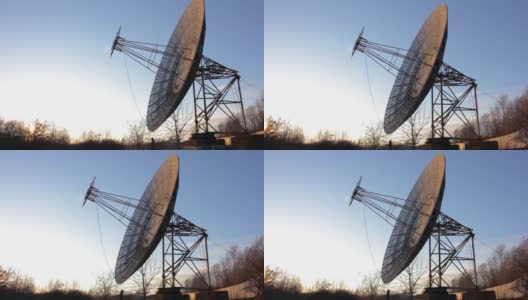 射电望远镜碟形卫星天线在太空中搜索高清在线视频素材下载