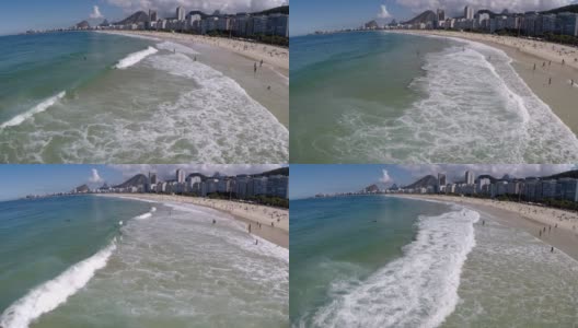 巴西里约热内卢莱姆海滩和科帕卡巴纳海滩的视频。高清在线视频素材下载