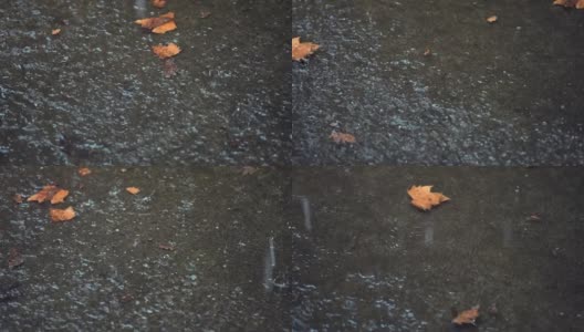 雨水落在水泥地上高清在线视频素材下载