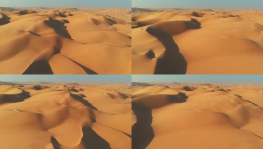 阿拉伯半岛，鲁卜阿勒哈利(空区)。飞过沙漠中的沙丘。空中拍摄高清在线视频素材下载