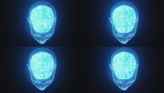 神经病学和科学技术背景动画的脑顶视图4K。高清在线视频素材下载