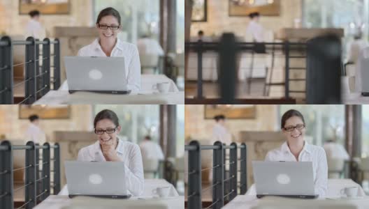 高清多莉:女商人有视频会议Café高清在线视频素材下载