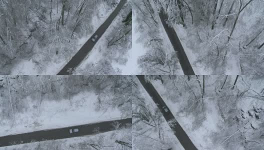 冰风暴后驾车穿过森林高清在线视频素材下载