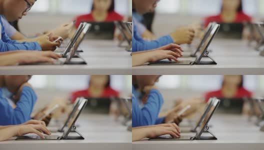 学生在学校使用平板电脑高清在线视频素材下载