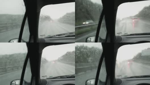 在雨中开车高清在线视频素材下载