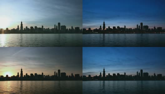 芝加哥天际线黄昏时光高清在线视频素材下载