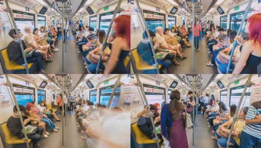 人们乘坐地铁的时间流逝高清在线视频素材下载