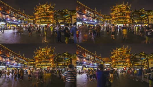 中国上海，购物者享受着豫园集市的时光高清在线视频素材下载