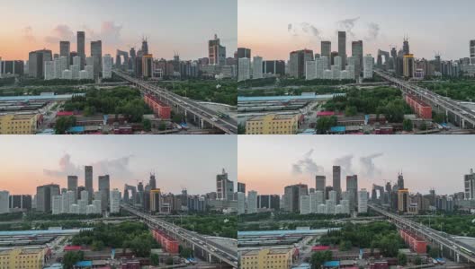时间推移-北京CBD地区鸟瞰图(WS HA RL Pan)高清在线视频素材下载