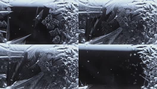 冰冻的图案覆盖了黑暗的背景高清在线视频素材下载