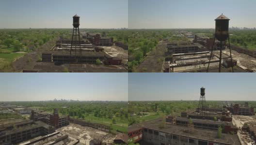 废弃的帕卡德工厂底特律架空高清在线视频素材下载