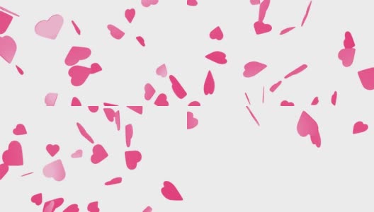 飘落的粉红色的心，心图标雨孤立的背景-情人节动画高清在线视频素材下载