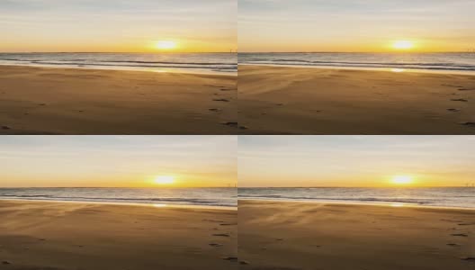 日落时分，Galinhos海滩上的沙子被风吹走高清在线视频素材下载