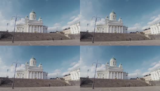 赫尔辛基教堂建筑广场高清在线视频素材下载