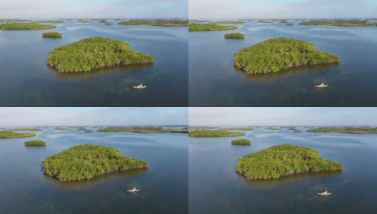 佛罗里达群岛的皮艇钓鱼高清在线视频素材下载