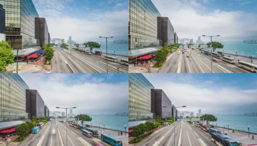 繁忙的交通和建筑在现代城市香港，hyper lapse。高清在线视频素材下载