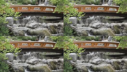 带桥的日式花园高清在线视频素材下载