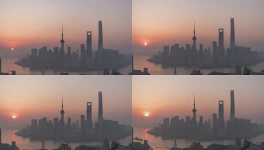 T/L WS HA TD Shanghai Sunrise /上海，中国高清在线视频素材下载