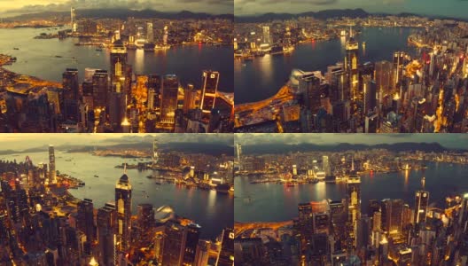 香港维多利亚港鸟瞰图高清在线视频素材下载