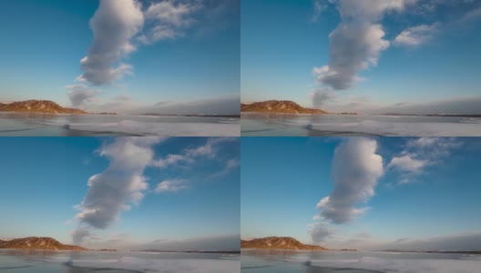 冰冻的贝加尔湖上云朵的时间间隔高清在线视频素材下载