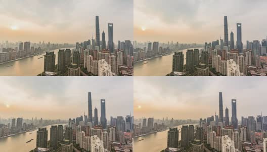 T/L PAN Elevated View of Shanghai Skyline /上海，中国高清在线视频素材下载