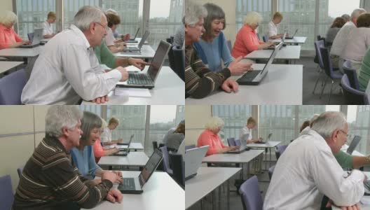 HD DOLLY:老年人使用电脑的实践高清在线视频素材下载