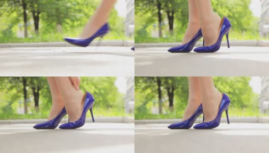 蓝色的高跟鞋高清在线视频素材下载