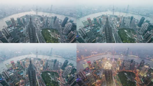 全景天际线，建筑和交通在上海，时间流逝。高清在线视频素材下载