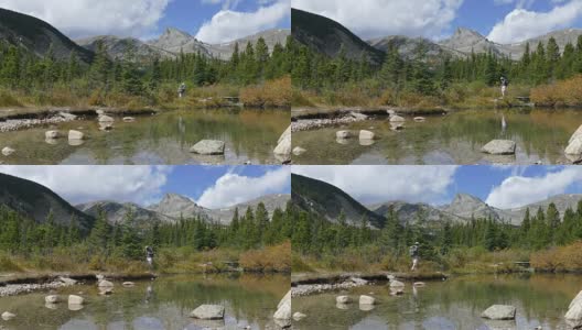 背包客徒步旅行的印第安山峰荒野锯齿山湿地科罗拉多州高清在线视频素材下载
