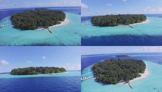 鸟瞰一个岛屿，马尔代夫高清在线视频素材下载