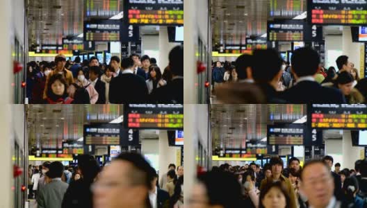 4K慢镜头:在高峰时段拥挤的香港地铁站高清在线视频素材下载
