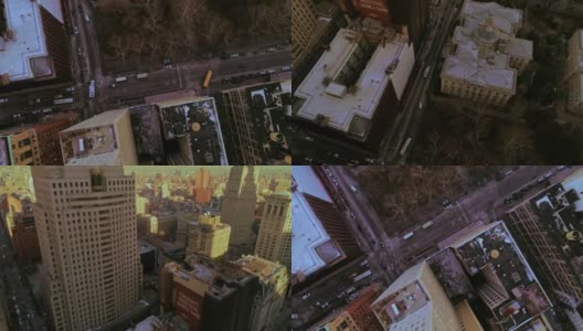 曼哈顿市中心的高架全景，纽约市高清在线视频素材下载