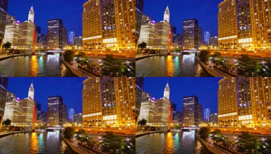 芝加哥河和商业区。高清在线视频素材下载