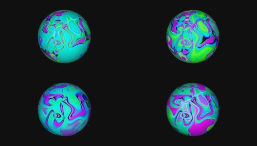 带有液体迷幻表面的球体，抽象的3D电脑生成背景高清在线视频素材下载