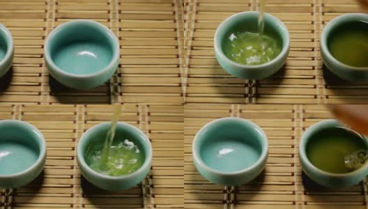 绿茶倒入亚洲杯高清在线视频素材下载