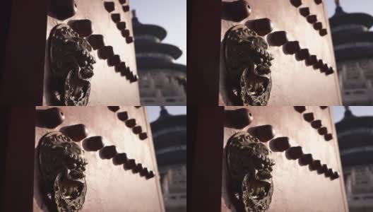 红门与惊人的处理镀金材料在北京天坛中国阳光灿烂的一天高清在线视频素材下载