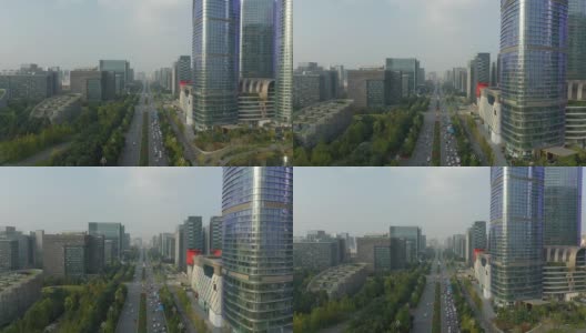 白天拍摄成都市著名金融区区交通街道航拍4k中国全景图高清在线视频素材下载