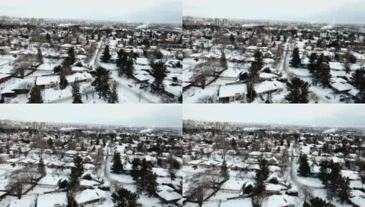 鸟瞰多伦多城市的冬季景色。高清在线视频素材下载