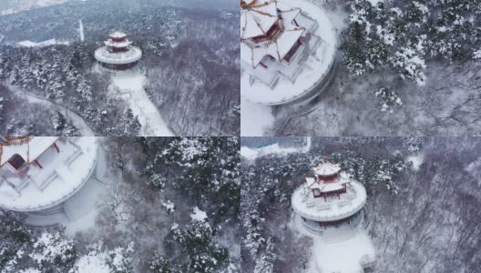 吉林雪山上的寺庙高清在线视频素材下载
