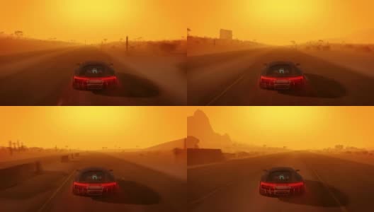 3D假视频游戏。在沙尘暴中开车穿越沙漠高清在线视频素材下载