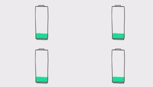 手绘绿色电池充电动画与阿尔法通道，运动图形。高清在线视频素材下载